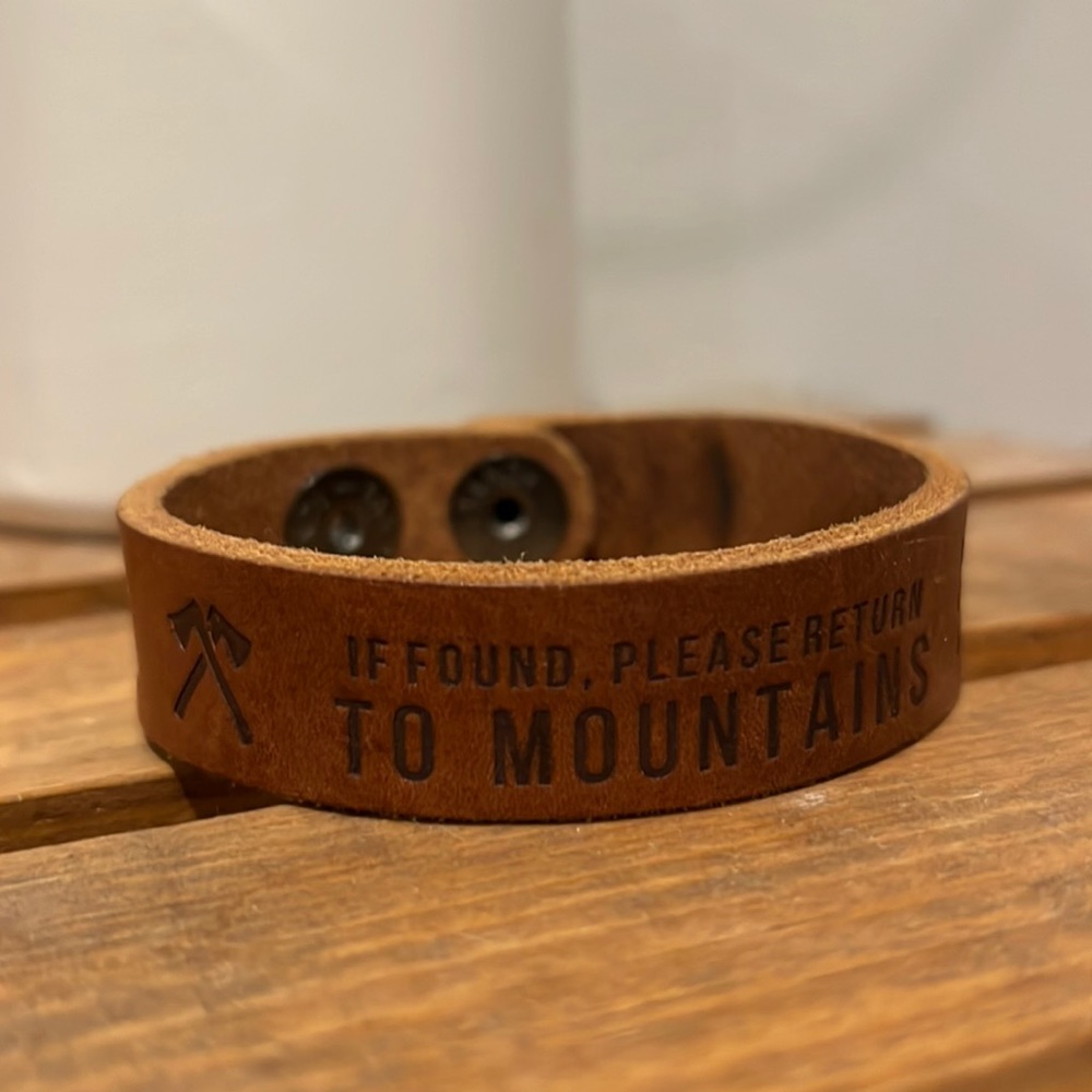 Return to Mountain leather wrist cuff